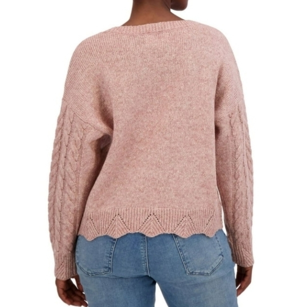 Lucky Brand XXL Women's Pink Cable Knit Sweater - Picture 4 of 13